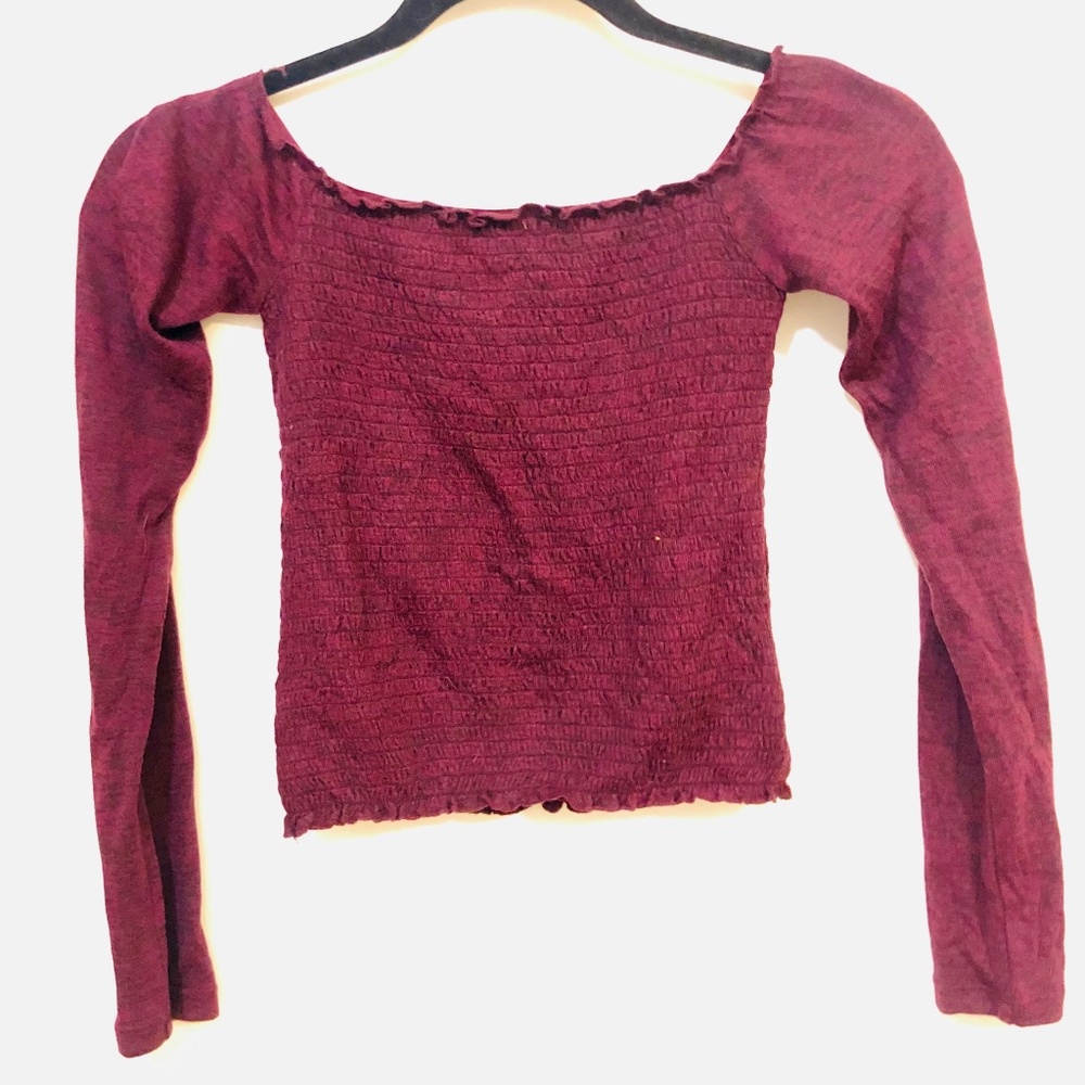 Plum colored Long Sleeve Crop Top